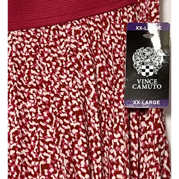 Vince Camuto Women's Trendy Elastic Waist Printed Pleated Midi Skirt Pink Sz XXL - Picture 3 of 6